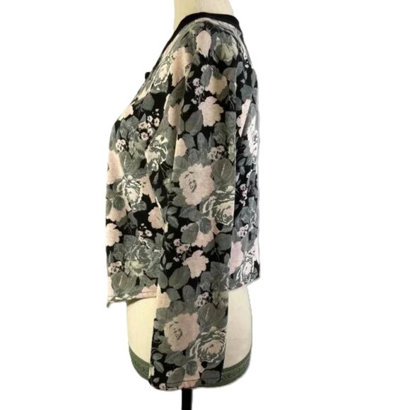 Sauci Vintage Cardigan Blouse Jacket Lightweight Cotton Blend Floral Rose Size L - Picture 3 of 12